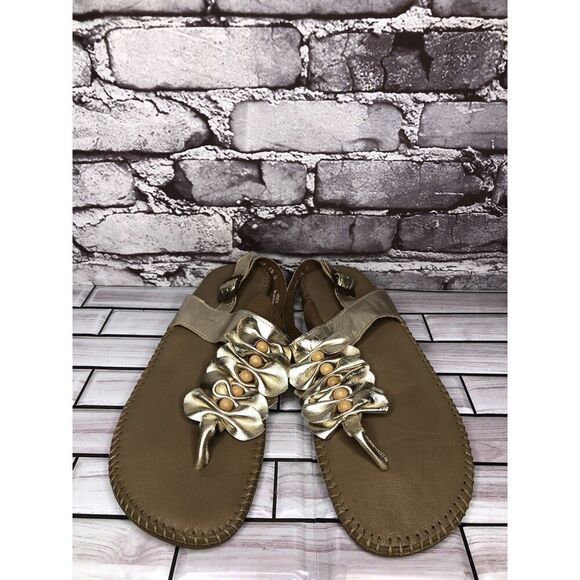 Soul of Africa Brown Leather Flower Ruffle Slingback Sandals Women’s 11M US/42EU - Picture 15 of 16